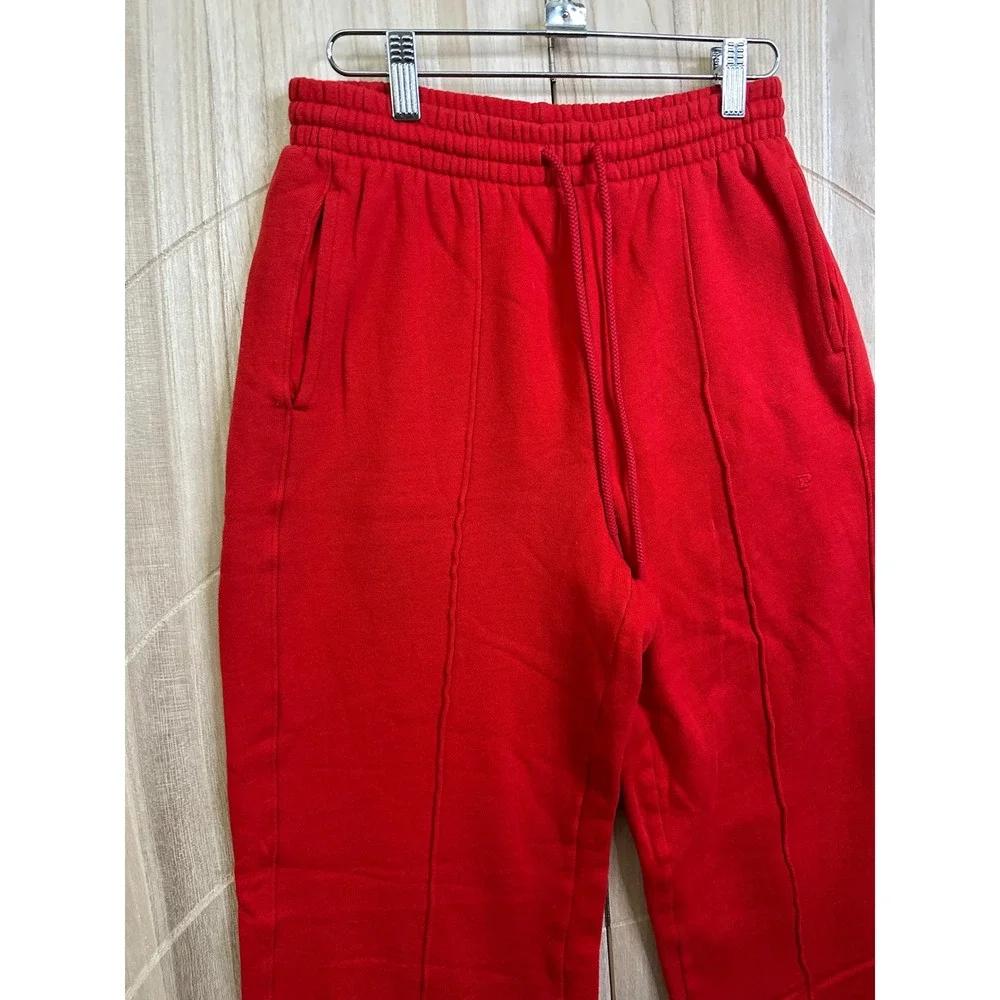 Victoria's Secret PINK Red Wide Leg Pintuck‎ Fleece Sweatpants Womens Small - Picture 2 of 8